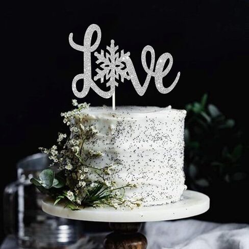 غلاف كعكة Love Snowflake، ديكورات حفلات الزفاف في ذكرى الشتاء، حفل العروس، الخطوبة، ديكور كعكة عيد الحب in Kuwait