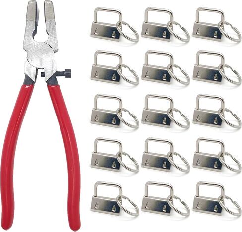 51 Sets Key Fob Hardware with 1pcs Key Fob Pliers,Glass Running Pliers Tools with Jaws, Pliers Attach Rubber Tips Perfect for Key Fob Hardware Install, Silver in Kuwait