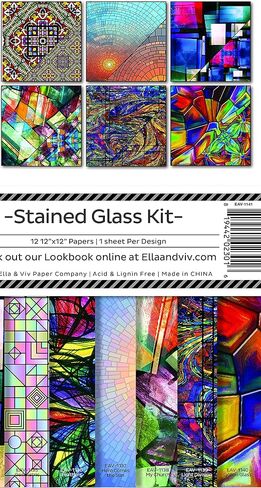 Ella & Viv by Reminisce (ELLLX) Stained Glass Scrapbook Collection Kit, Multicolor, 12x12 inches in Saudi Arabia