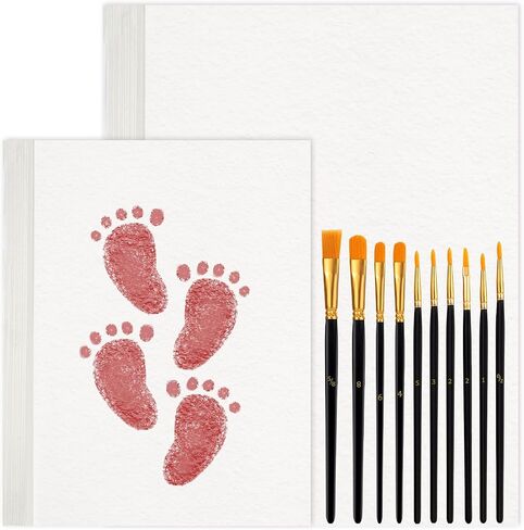 200 Sheets Watercolor Paper, Two Sizes White Drawing Paper with 10 Oil Paint Brushes for Artists Painting Paper for Kids for Students Watercolorists（ 7.4 * 10inch-230GSM,11.41 * 8.26inch-160GSM ） in Saudi Arabia
