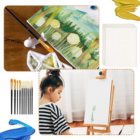 200 Sheets Watercolor Paper, Two Sizes White Drawing Paper with 10 Oil Paint Brushes for Artists Painting Paper for Kids for Students Watercolorists（ 7.4 * 10inch-230GSM,11.41 * 8.26inch-160GSM ） in Saudi Arabia