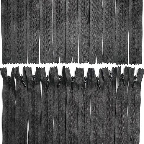 20 قطعة من سحابات سوداء غير مرئية مقاس 24 بوصة من Gnognauq للملابس وأغطية الوسائد، لحرف الخياطة والخياطة in Kuwait