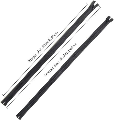 20 قطعة من سحابات سوداء غير مرئية مقاس 24 بوصة من Gnognauq للملابس وأغطية الوسائد، لحرف الخياطة والخياطة in Kuwait