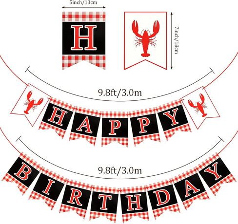 2 Pcs Crawfish Theme Happy Birthday Party Banner Red White Black Birthday Party Supplies for Kids and Adults Birthday Party Decorations Crawfish Party Supplies Decoration in Saudi Arabia