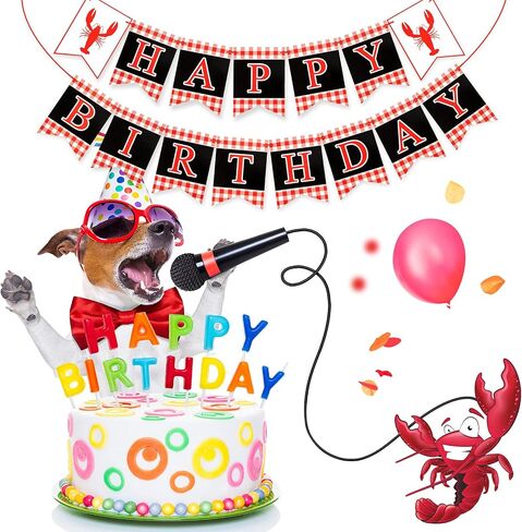 2 Pcs Crawfish Theme Happy Birthday Party Banner Red White Black Birthday Party Supplies for Kids and Adults Birthday Party Decorations Crawfish Party Supplies Decoration in Saudi Arabia