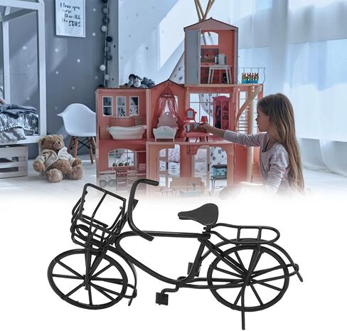 Tnfeeon Dollhouse Mini Bike, Movable Dollhouse Metal Bike Lifelike for Dolls in Saudi Arabia