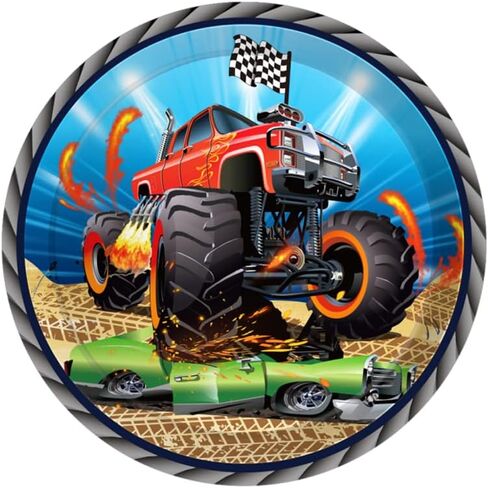CC HOME Truck Party Themed Party Supplies Pack Monster Truck Party Decorations Truck Party Pack- Serves 16 - Includes Truck Party Plates Cups Napkins in Saudi Arabia