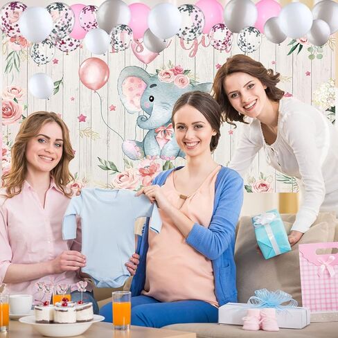 Baby Shower Party Decorations 121 Pieces Elephant Party Supplies Include Backdrop Banner Balloons Tablecloth and Cake Toppers for Baby Shower Gender Reveal Elephant Theme Birthday Party (Boy Style) in Kuwait