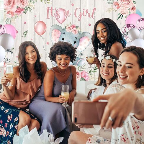 Baby Shower Party Decorations 121 Pieces Elephant Party Supplies Include Backdrop Banner Balloons Tablecloth and Cake Toppers for Baby Shower Gender Reveal Elephant Theme Birthday Party (Boy Style) in Kuwait