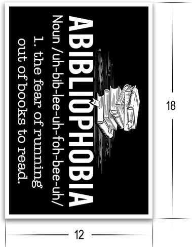 Abibliophobia The Fear of Running Out of Books to Read - Poster for Libraries, Librarians - Schools, Classrooms, Teachers, Elementary, High School, Grade School CPS006 in Saudi Arabia