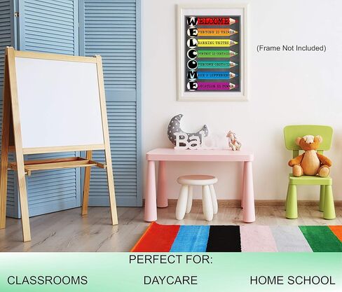 ملصق ترحيب وقواعد الفصل - مغلفة، مقاس 14 × 19.5 انش - ديكورات الفصول الدراسية للعودة إلى المدرسة، ملصقات تعليمية، لوازم المعلمين لرياض الأطفال والابتدائية والثانوية in Kuwait