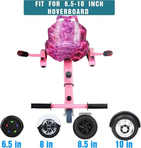 شاشة عرض ملحق مقعد سيارة هوفر بورد لجميع الاعمار | ملحقات هوفر بورد متوافقة مع سكوتر التوازن الذاتي بعجلتين 6.5 انش 8.5 انش 8.5 انش 10 انش | طول اطار قابل للتعديل | بينك in Kuwait