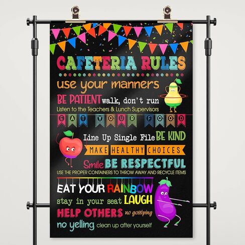 Minitowz School Cafeteria Rules Poster, Lunchroom School Teacher Sign, School Poster, Cafeteria Wall Art, Eat Your Veggie 251 in Kuwait