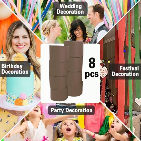 شرائط ورق كريب بيضاء 8 لفات، شرائط حفلات لأعياد الميلاد وحفلات الزفاف وحفلات الزفاف وحفلات الزفاف ومستلزمات عيد الهالوين (1.8 بوصة × 82 قدمًا/لفة، 656 قدمًا) in Kuwait