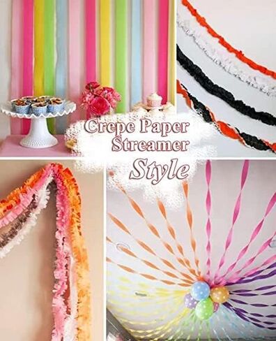 شرائط ورق كريب بيضاء 8 لفات، شرائط حفلات لأعياد الميلاد وحفلات الزفاف وحفلات الزفاف وحفلات الزفاف ومستلزمات عيد الهالوين (1.8 بوصة × 82 قدمًا/لفة، 656 قدمًا) in Kuwait