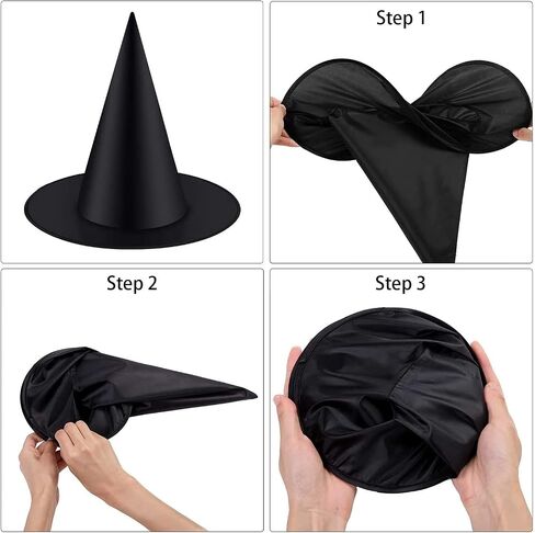 Weenkilly 8pcs Black Halloween Witch Hats with 3D Bats 44Pcs Wall Decor Hanging, Floating Front Porch Yard Indoor Outdoor Hats Decor Party witch hat in Saudi Arabia