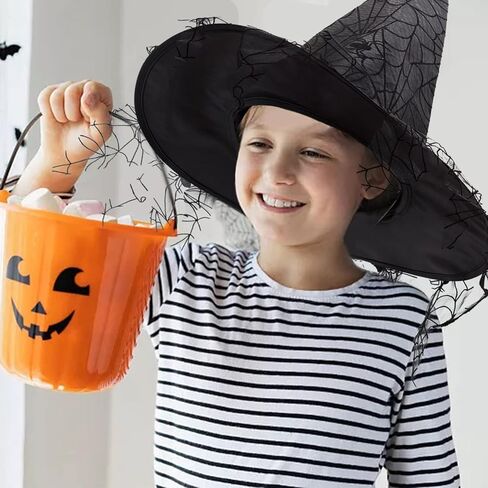 VAQOZASY هالوين قبعة الساحرة خمر معالج قبعة معلقة الأسود المرأة الساحرة شبكة العنكبوت الدانتيل أغطية الرأس زي خوذة in Kuwait