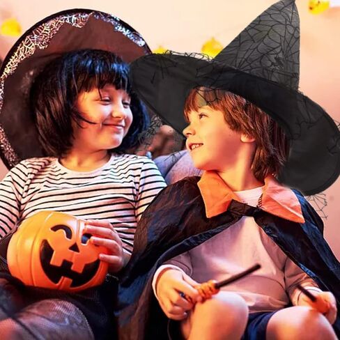 VAQOZASY هالوين قبعة الساحرة خمر معالج قبعة معلقة الأسود المرأة الساحرة شبكة العنكبوت الدانتيل أغطية الرأس زي خوذة in Kuwait