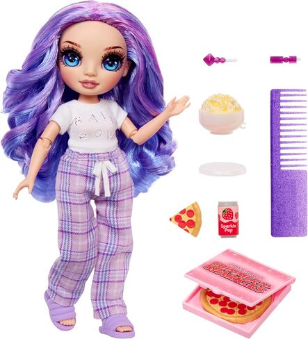Rainbow High Jr High PJ Party Violet (Purple) 9" Posable Doll with Soft Onesie, Slippers, Play Accessories, Kids Toy Ages 4-12 Years in Saudi Arabia