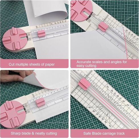 Paper Trimmer, 4 Styles Craft Paper Cutter Multi-Function Scrapbooking Tool for Cutting Paper Photos Scrapbook Postcard (Straight, Wave, Perforated and Creasing Lines) (Pink) in Saudi Arabia