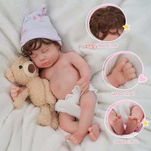 BABESIDE Reborn Baby Dolls Silicone Full Body 12 Inches Solid Platinum Silicone Baby Doll Sleeping Premiee Girl Realistic-Newborn Baby Dolls for Kids in Saudi Arabia