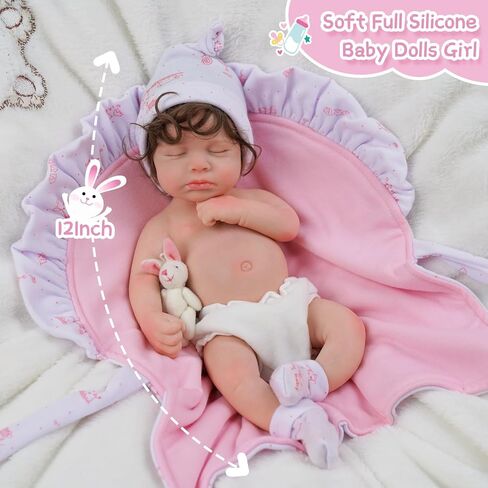 BABESIDE Reborn Baby Dolls Silicone Full Body 12 Inches Solid Platinum Silicone Baby Doll Sleeping Premiee Girl Realistic-Newborn Baby Dolls for Kids in Saudi Arabia