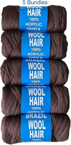 خيوط غزل اكريليك من الصوف البرازيلي للشعر الضفيرة الكبيرة/ تويست سنغالية/ لفافات (بني كافيه) in Kuwait