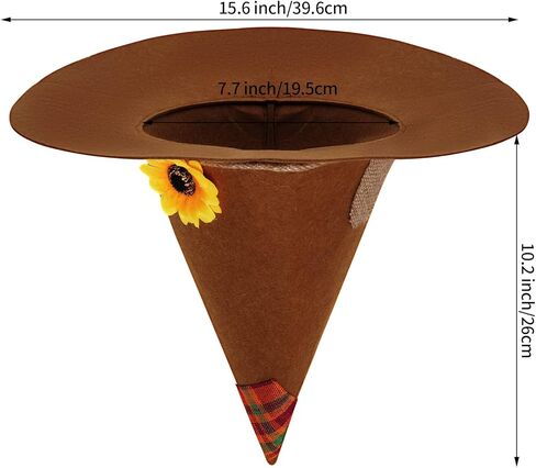 2 عبوة من قبعات فزاعة من اللباد، قبعة ساحرة على شكل عباد الشمس فينجيك اكسسوارات زي الفزاعة لمستلزمات الهالوين التنكرية، بني فاتح وبني داكن in Kuwait