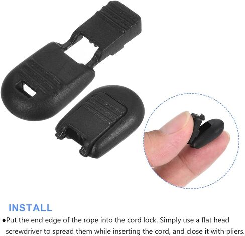 METALLIXITY Zipper Pull Cord Ends (0.2" x 0.19")20 PCS, Zipper Pull Ends Clip for Lanyards, DIY Replacement, Zipper Fixer, Black in Saudi Arabia