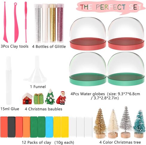 Karsspor Christmas Snow Globe Kit, 4 PCS Water Globe Making Kit with Complete Tools, Creative Christmas Arts and Crafts for Girls and Boys Ages 4-6-8-12 in Kuwait