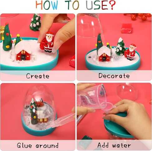 Karsspor Christmas Snow Globe Kit, 4 PCS Water Globe Making Kit with Complete Tools, Creative Christmas Arts and Crafts for Girls and Boys Ages 4-6-8-12 in Kuwait