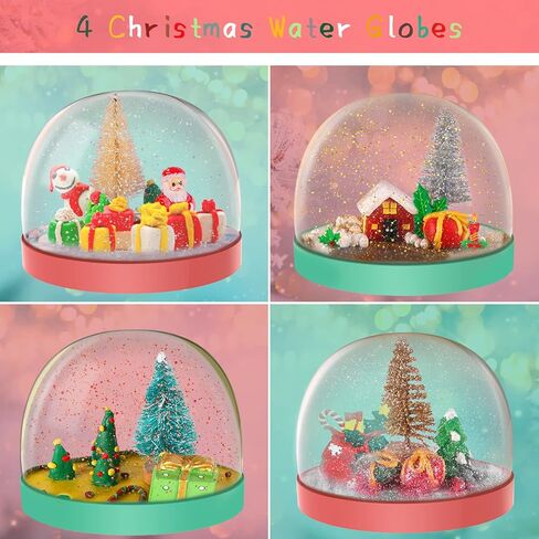 Karsspor Christmas Snow Globe Kit, 4 PCS Water Globe Making Kit with Complete Tools, Creative Christmas Arts and Crafts for Girls and Boys Ages 4-6-8-12 in Kuwait