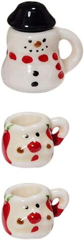 Zerodeko 3pcs عيد الميلاد مجموعات الشاي الصغيرة، المنمنمات دمية السيراميك كوب الشاي نماذج مشهد عيد الميلاد الحلي كوب القهوة الديكور مصغرة دمية الملحقات مجموعة in Kuwait