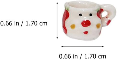 Zerodeko 3pcs عيد الميلاد مجموعات الشاي الصغيرة، المنمنمات دمية السيراميك كوب الشاي نماذج مشهد عيد الميلاد الحلي كوب القهوة الديكور مصغرة دمية الملحقات مجموعة in Kuwait