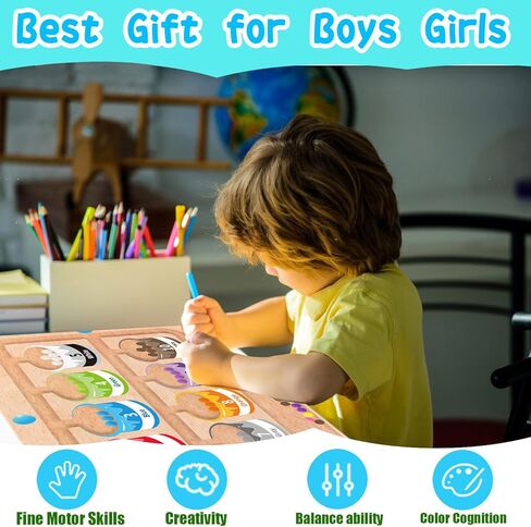MINGKIDS Montessori Toys for 2+ 3 4 5 Year Old-Wooden Board Puzzle with Color and Number Magnet Maze,Learning & Education Toys for Preschoolers, Toddler Fine Motor Skills Travel Toys Birthday Gifts in Kuwait