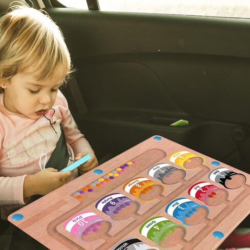 MINGKIDS Montessori Toys for 2+ 3 4 5 Year Old-Wooden Board Puzzle with Color and Number Magnet Maze,Learning & Education Toys for Preschoolers, Toddler Fine Motor Skills Travel Toys Birthday Gifts in Kuwait