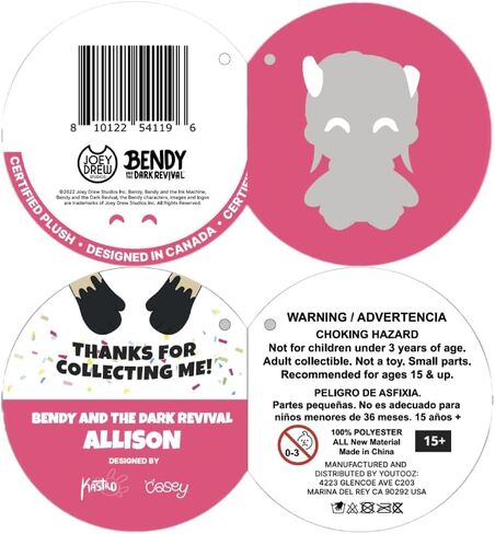 لعبة Youtooz Allison Plush 9IN، دمية أليسون الناعمة القابلة للتجميع من Bendy and The Dark Revival، من مجموعة Youtooz Plush in Kuwait