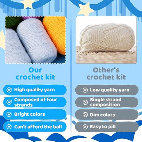 ماي بوس مجموعة خيوط كروشيه، 8 الوان، 0.8 اونصة (25 غرام) خيوط من قطن الحليب الناعم بلون سادة مع خطافين كروشيه للمبتدئين in Kuwait