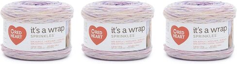 Red Heart It's A Wrap Sprinkles Peach Cobbler Yarn - 3 Pack of 5.3oz/150g - Blended Fiber - 2 Fine - 623 Yards - Knitting, Crocheting & Crafts in Saudi Arabia