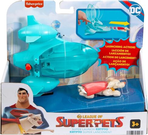 Fisher-Price DC League of Super-Pets Preschool Toy Super Launch Krypto & Invisible Jet Vehicle Set for Kids Ages 3+ Years in Saudi Arabia