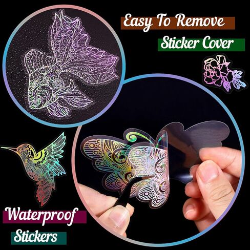 170 Pcs Holographic Stickers, Large Size Glitter Stickers for Resin Craft, Vintage Butterfly Stickers with Tweezer Transparent Waterproof Stickers for Scrapbooking, Laptops, Water Bottles in Kuwait