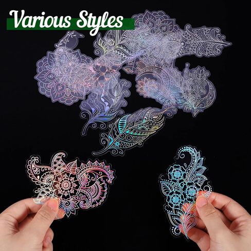 170 Pcs Holographic Stickers, Large Size Glitter Stickers for Resin Craft, Vintage Butterfly Stickers with Tweezer Transparent Waterproof Stickers for Scrapbooking, Laptops, Water Bottles in Kuwait