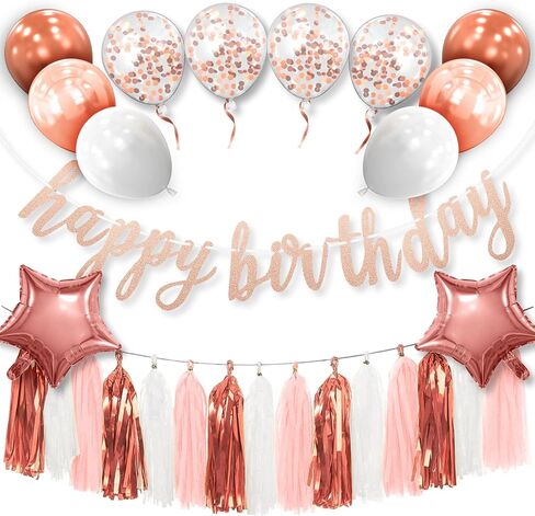 Birthday Decorations Red and Black for Women Girls, Happy Birthday Party Decorations for Boys Men,Happy Birthday Banner(Pre-Strung), Tissue Paper Garland and Foil Confetti Balloons (Red and Black) in Saudi Arabia