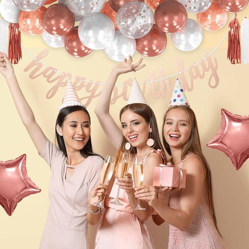 Birthday Decorations Red and Black for Women Girls, Happy Birthday Party Decorations for Boys Men,Happy Birthday Banner(Pre-Strung), Tissue Paper Garland and Foil Confetti Balloons (Red and Black) in Saudi Arabia