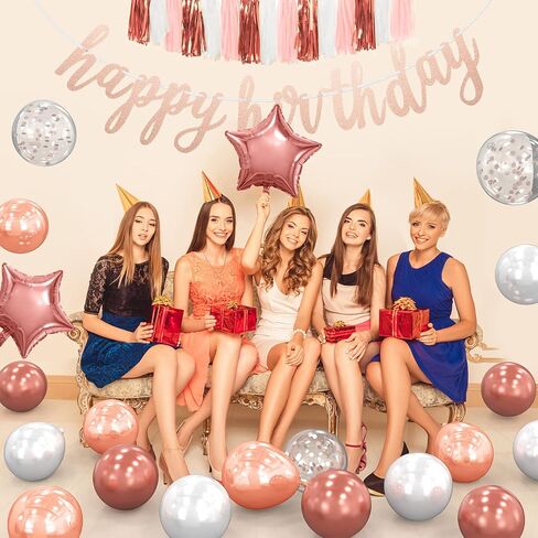 Birthday Decorations Red and Black for Women Girls, Happy Birthday Party Decorations for Boys Men,Happy Birthday Banner(Pre-Strung), Tissue Paper Garland and Foil Confetti Balloons (Red and Black) in Saudi Arabia