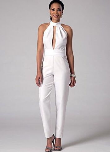 McCall's Patterns M7366 Misses' Pleated Surplice or Plunging-Neckline Rompers, Jumpsuits and Belt, Size A5 (6-8-10-12-14) in Saudi Arabia