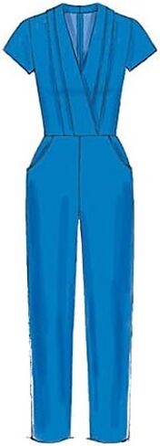 McCall's Patterns M7366 Misses' Pleated Surplice or Plunging-Neckline Rompers, Jumpsuits and Belt, Size A5 (6-8-10-12-14) in Saudi Arabia