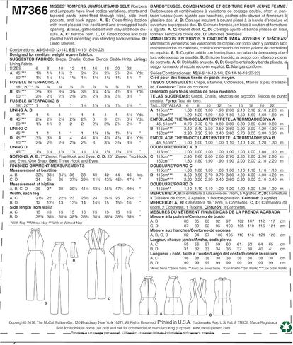 McCall's Patterns M7366 Misses' Pleated Surplice or Plunging-Neckline Rompers, Jumpsuits and Belt, Size A5 (6-8-10-12-14) in Saudi Arabia