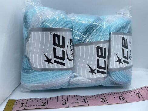 خيوط ثلج بيكاسو 3 عبوات - رغوة البحر - أكوا شاحب، أزرق، أبيض غامض مع لمعان رقيق، 3x125 ياردة (3x115 متر) 3x1.76 أونصة (3x50 جرام) in Kuwait