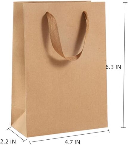 حقيبة ورق كرافت من KUPOO مكونة من 20 قطعة من حقائب الحفلات، وحقائب تسوق مقاس 4.7 × 2.2 × 6.3 بوصة، وحقائب البيع بالتجزئة، وحقائب الحفلات، وأكياس ورقية بمقابض كبيرة (كرافت) in Kuwait